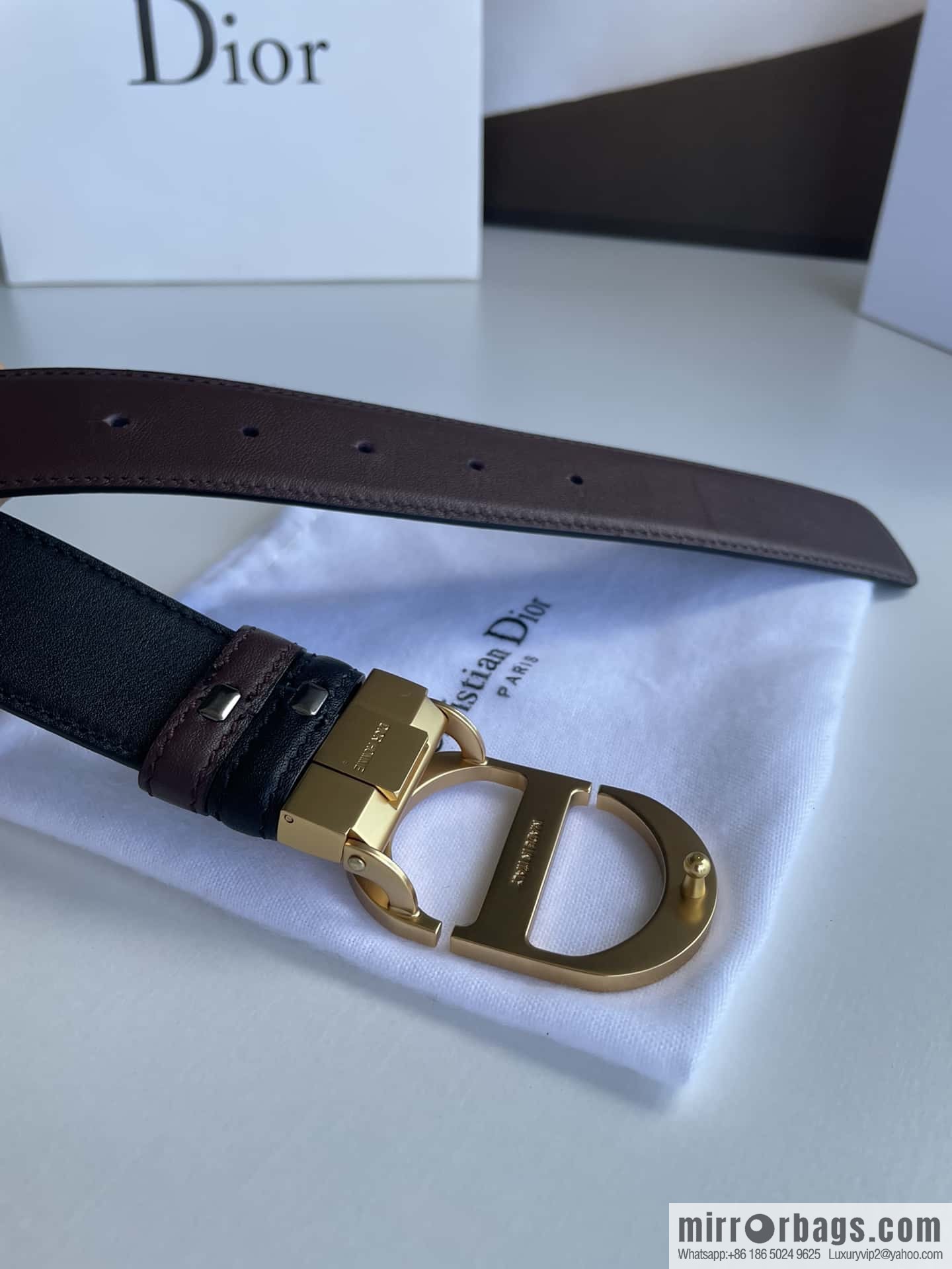 Dior, imported first layer cowhide matte texture metal buckle men's waist practical and embellished belt