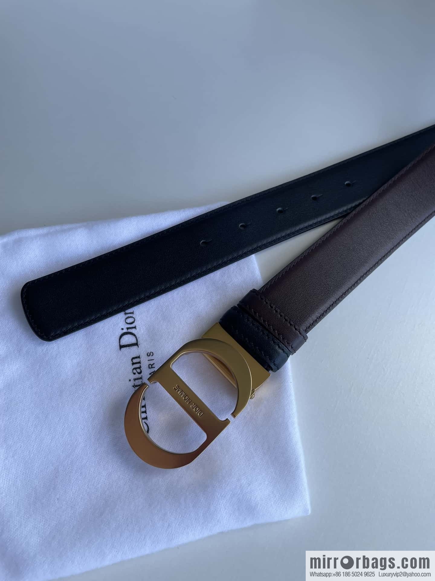Dior, imported first layer cowhide matte texture metal buckle men's waist practical and embellished belt