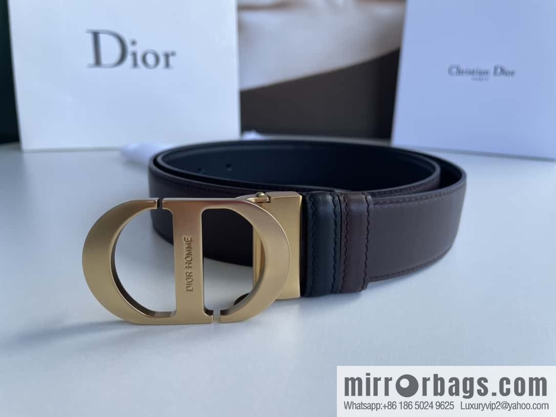 Dior, imported first layer cowhide matte texture metal buckle men's waist practical and embellished belt