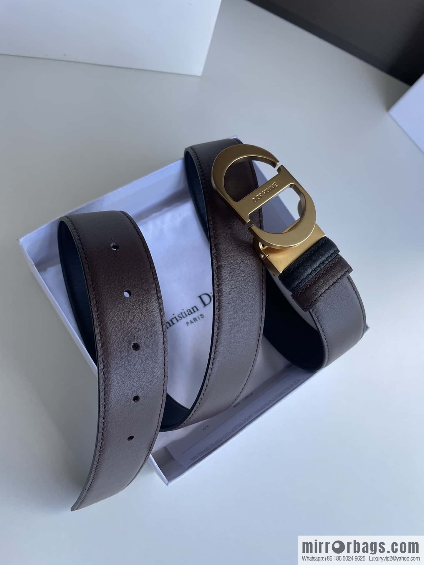 Dior, imported first layer cowhide matte texture metal buckle men's waist practical and embellished belt