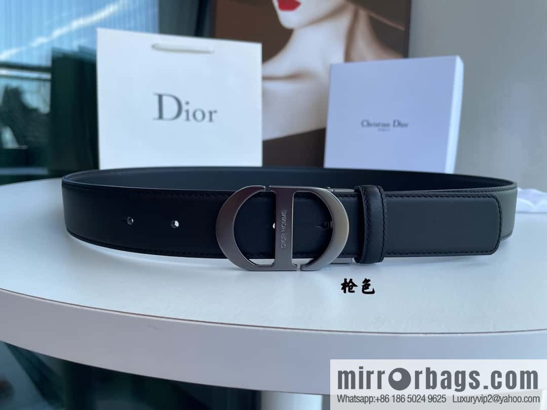 Dior, imported first layer cowhide matte texture metal buckle men's waist practical and embellished belt