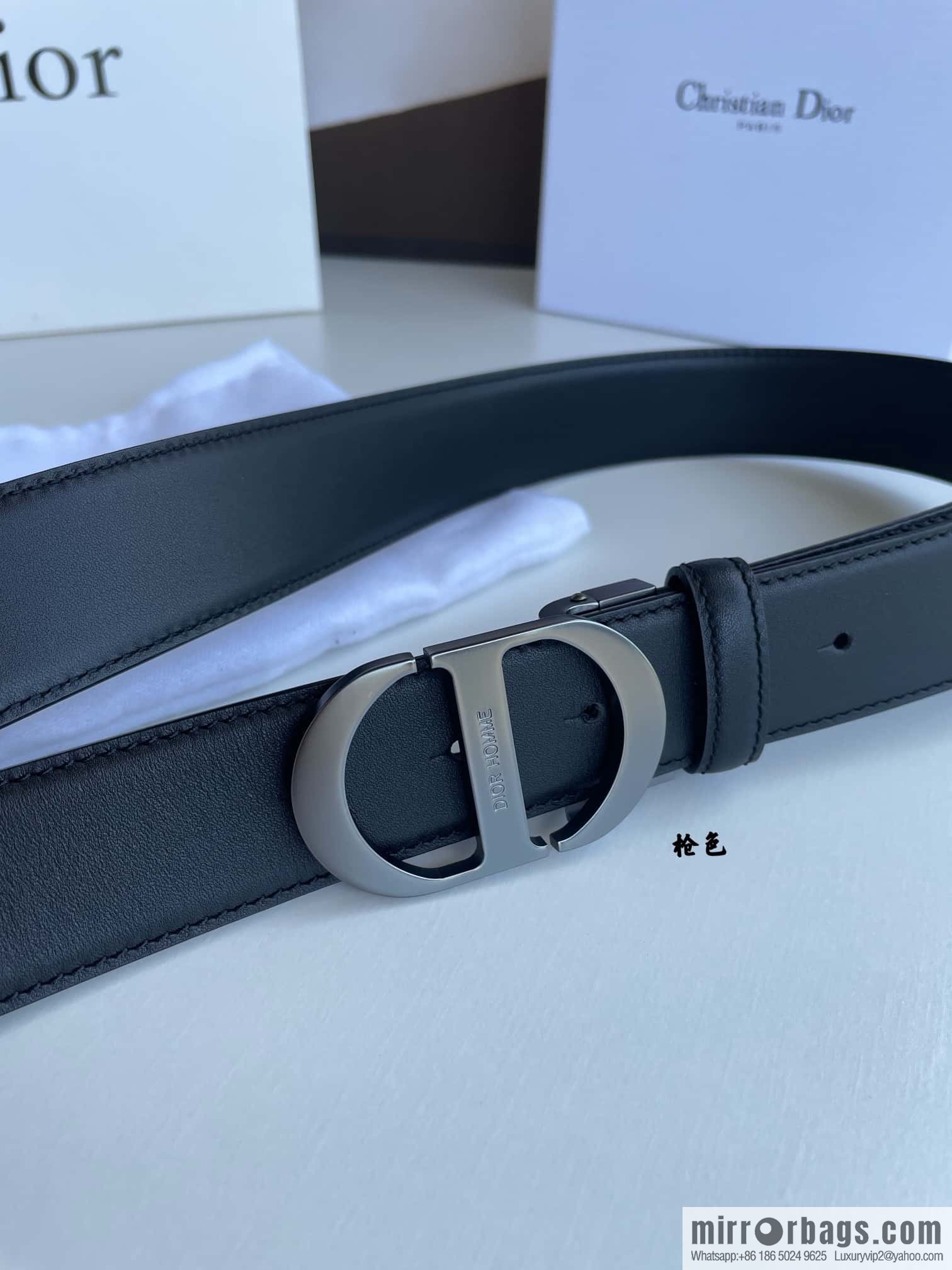 Dior, imported first layer cowhide matte texture metal buckle men's waist practical and embellished belt