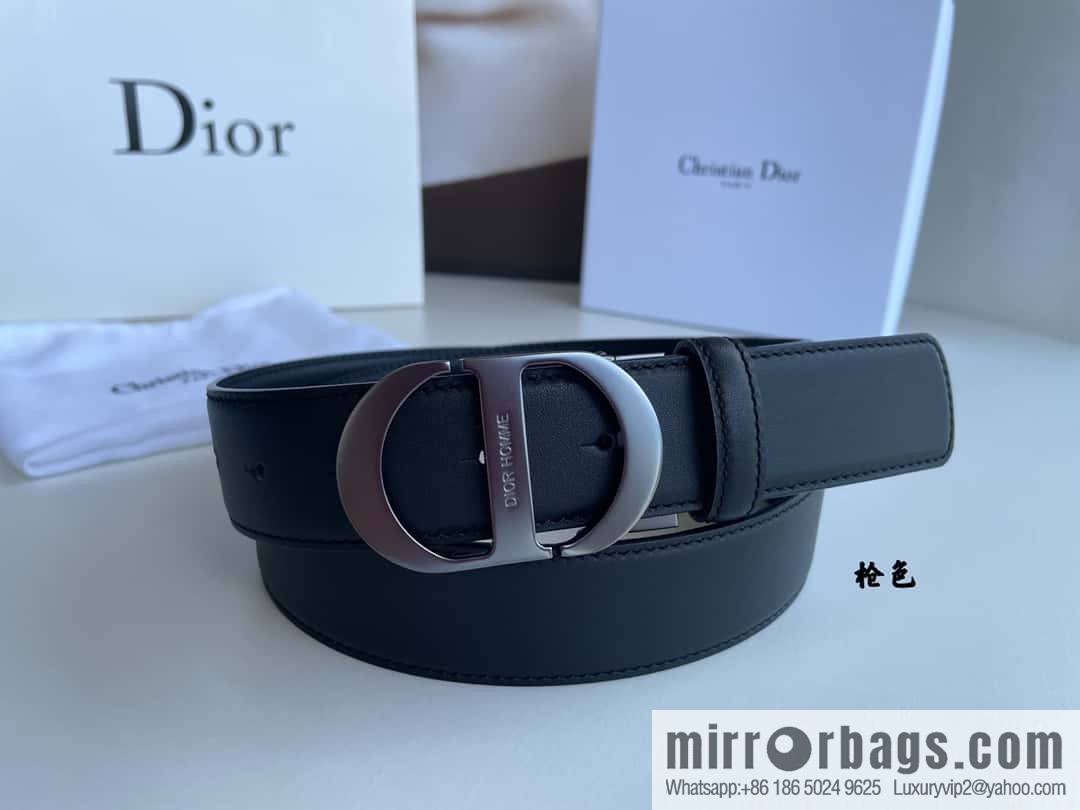 Dior, imported first layer cowhide matte texture metal buckle men's waist practical and embellished belt