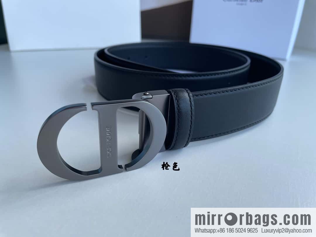 Dior, imported first layer cowhide matte texture metal buckle men's waist practical and embellished belt
