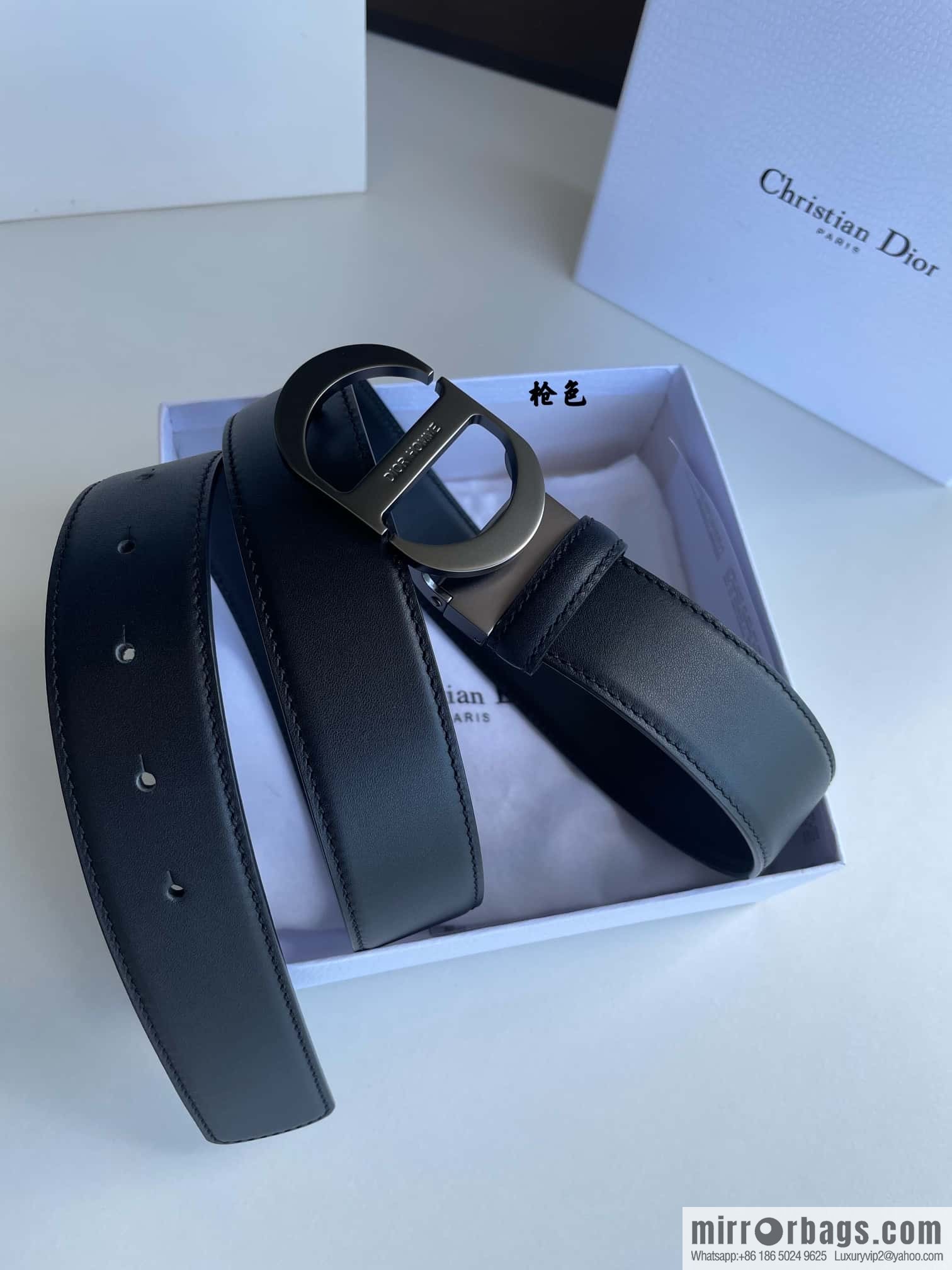 Dior, imported first layer cowhide matte texture metal buckle men's waist practical and embellished belt