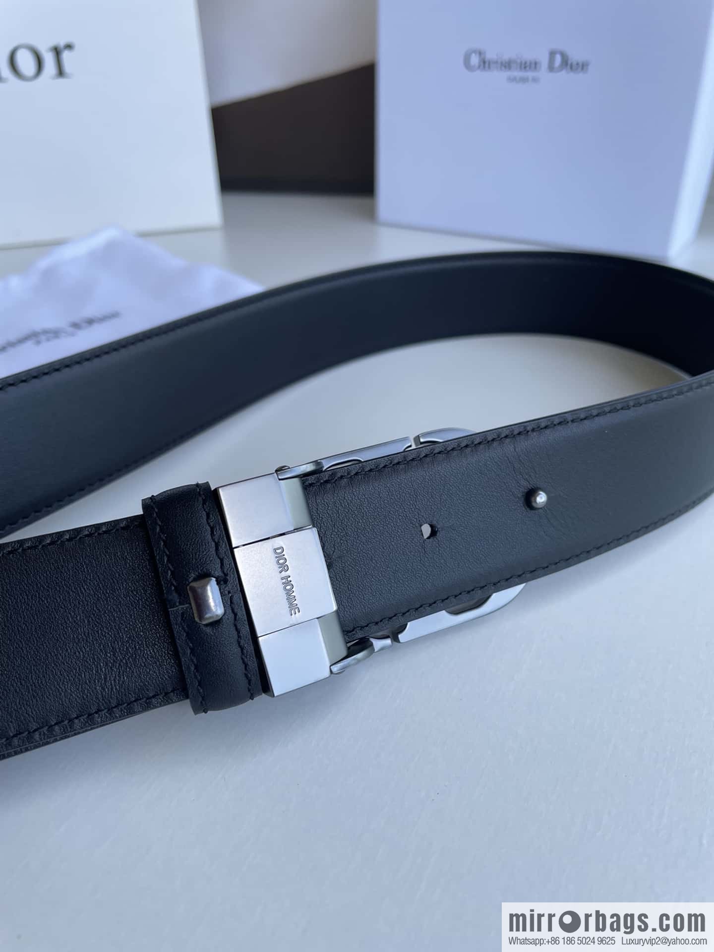 Dior, imported first layer cowhide matte texture metal buckle men's waist practical and embellished belt