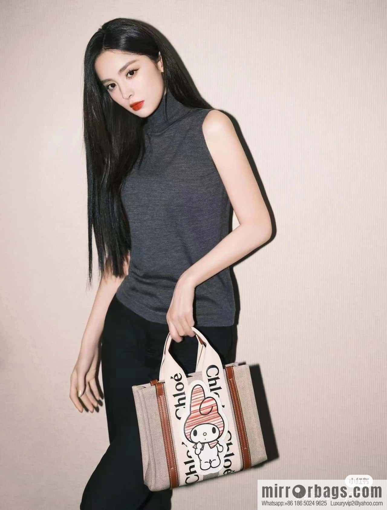 Chloe x My Melody joint, small Melody tote bag 26.5CM.