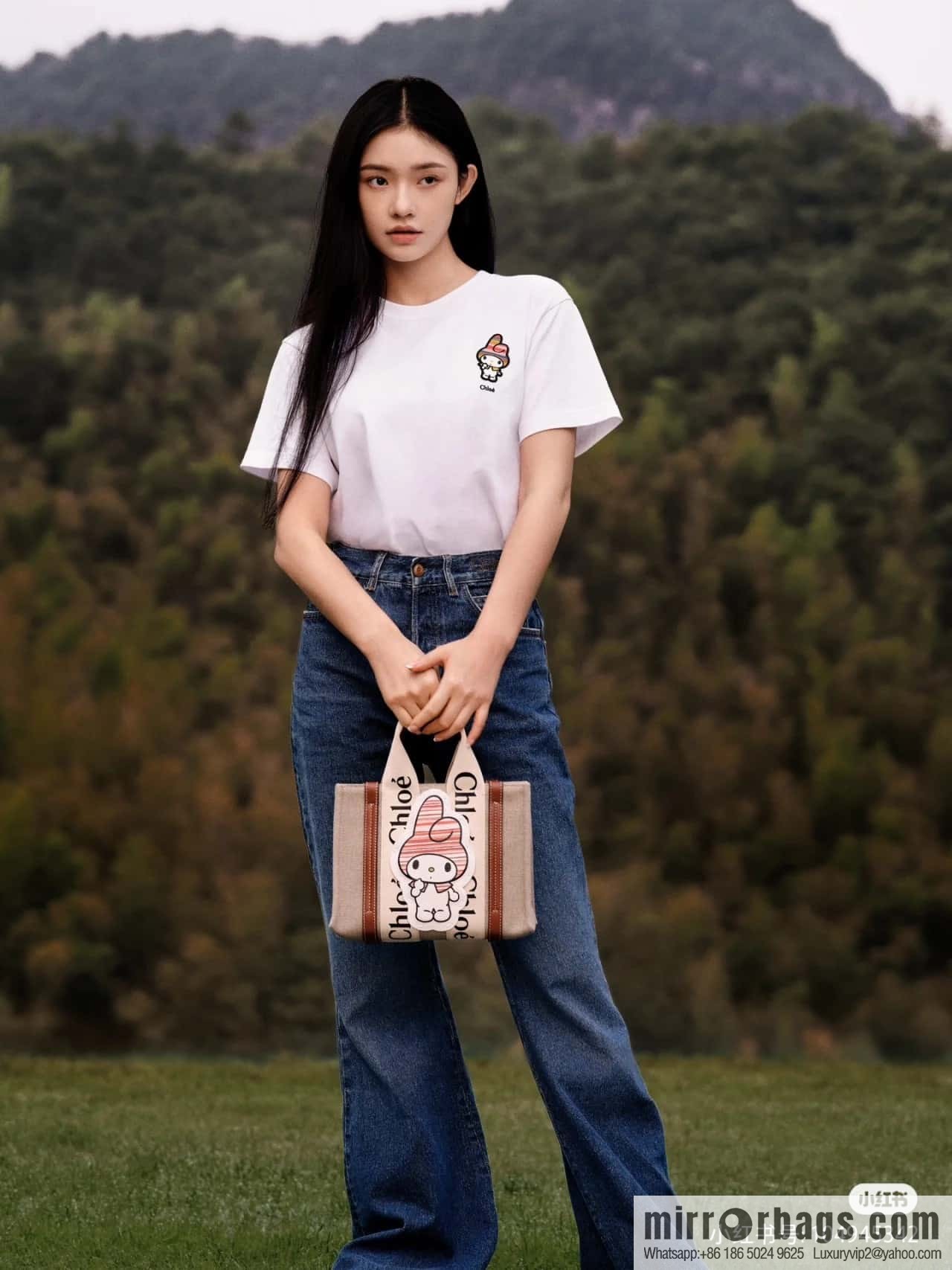 Chloe x My Melody joint, small Melody tote bag 26.5CM.