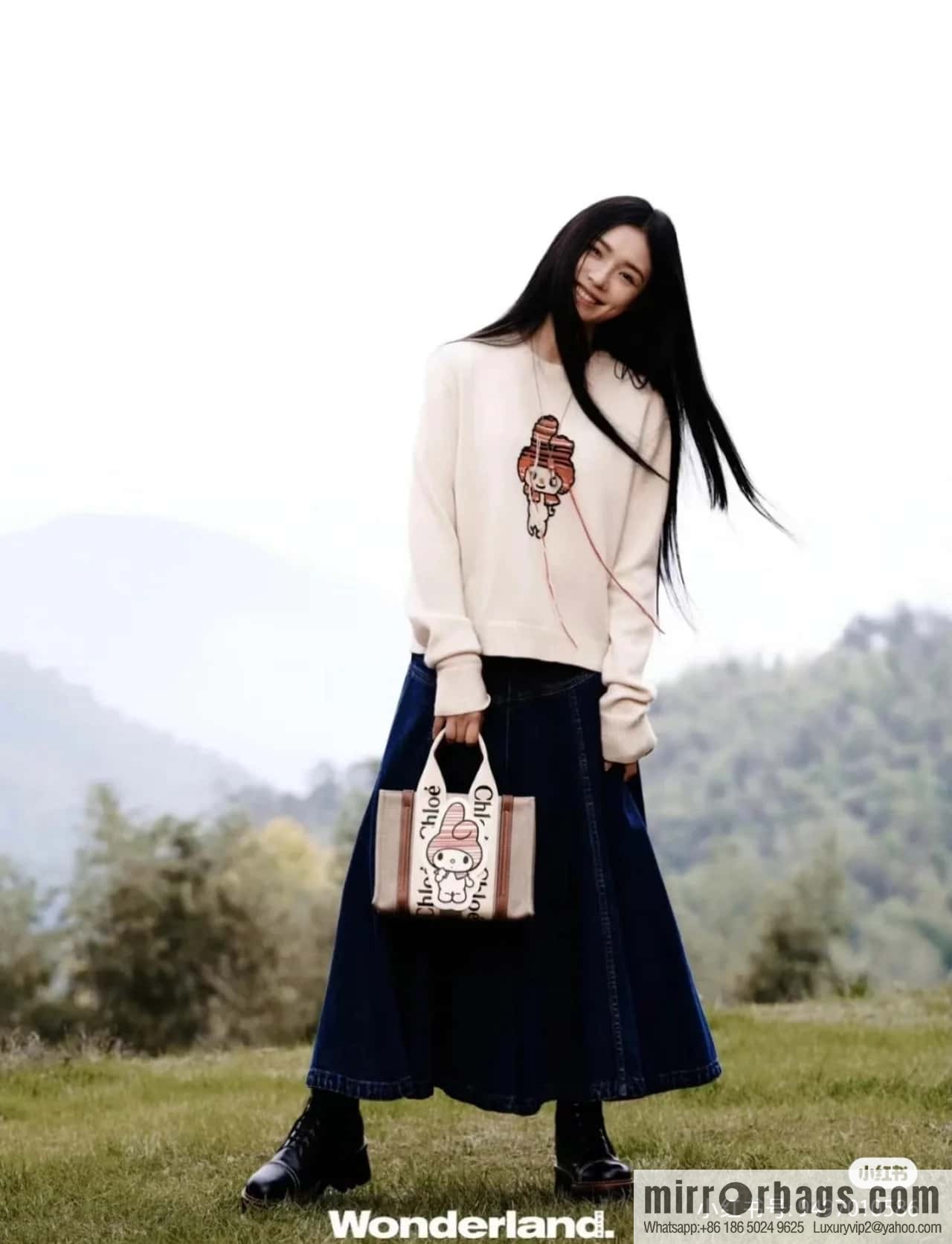 Chloe x My Melody joint, small Melody tote bag 26.5CM.