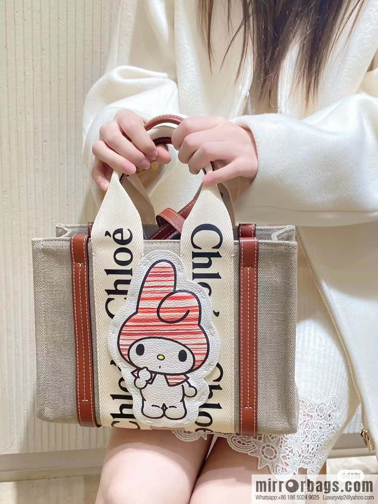 Chloe x My Melody joint, small Melody tote bag 26.5CM.