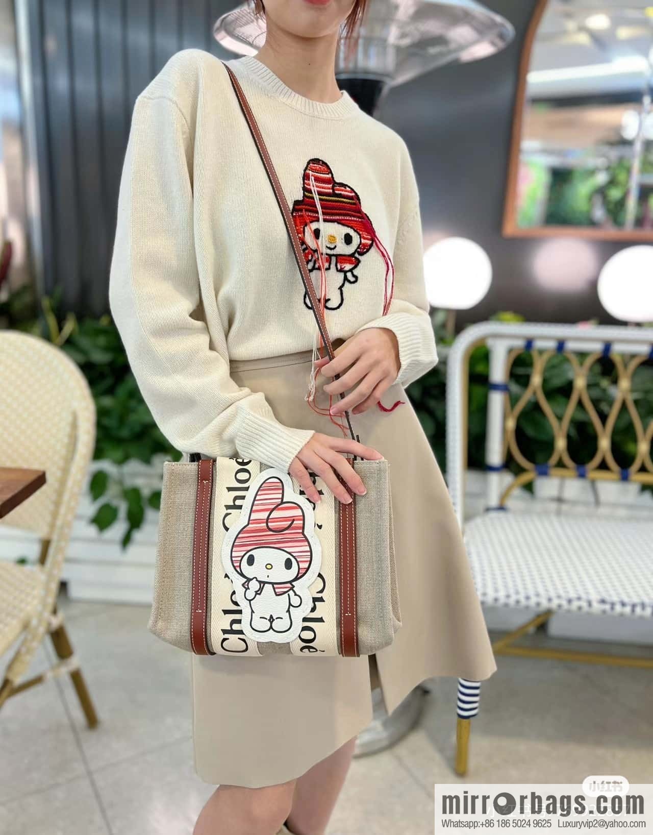 Chloe x My Melody joint, small Melody tote bag 26.5CM.