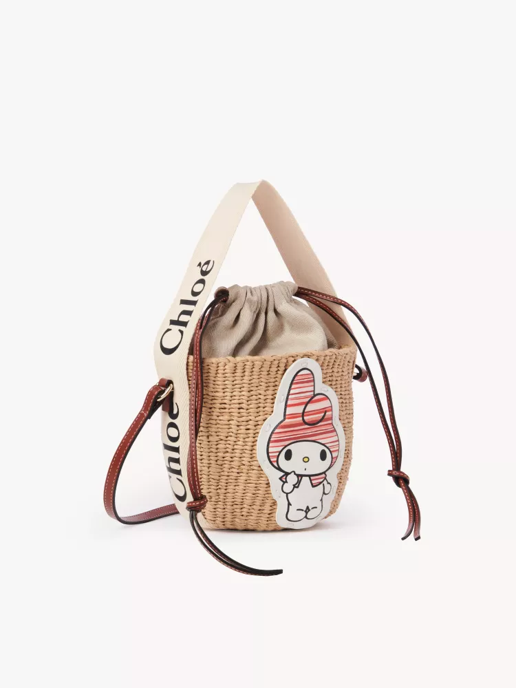 Chloe x My Melody joint, Melody straw bucket bag 17CM