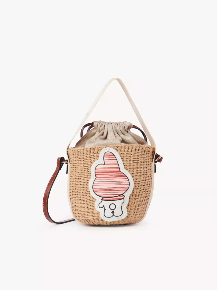 Chloe x My Melody joint, Melody straw bucket bag 17CM