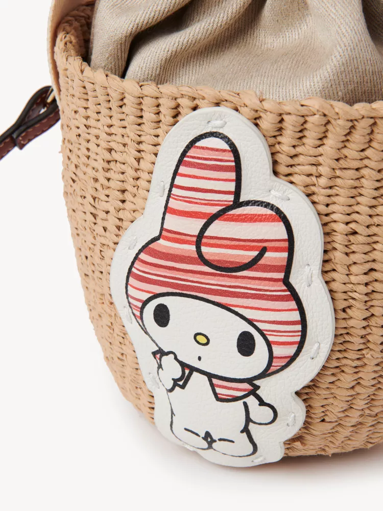 Chloe x My Melody joint, Melody straw bucket bag 17CM