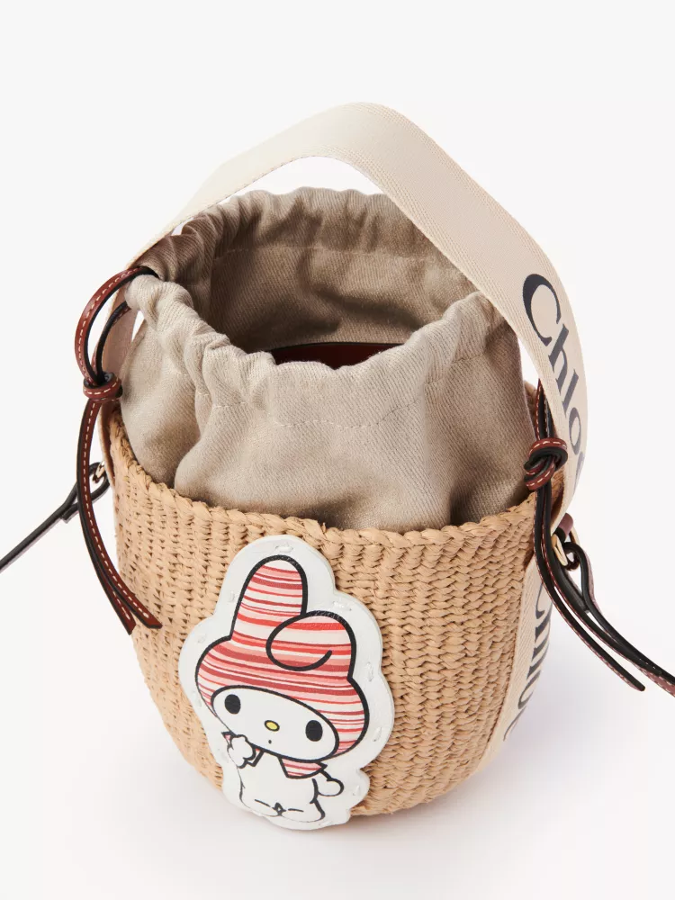 Chloe x My Melody joint, Melody straw bucket bag 17CM
