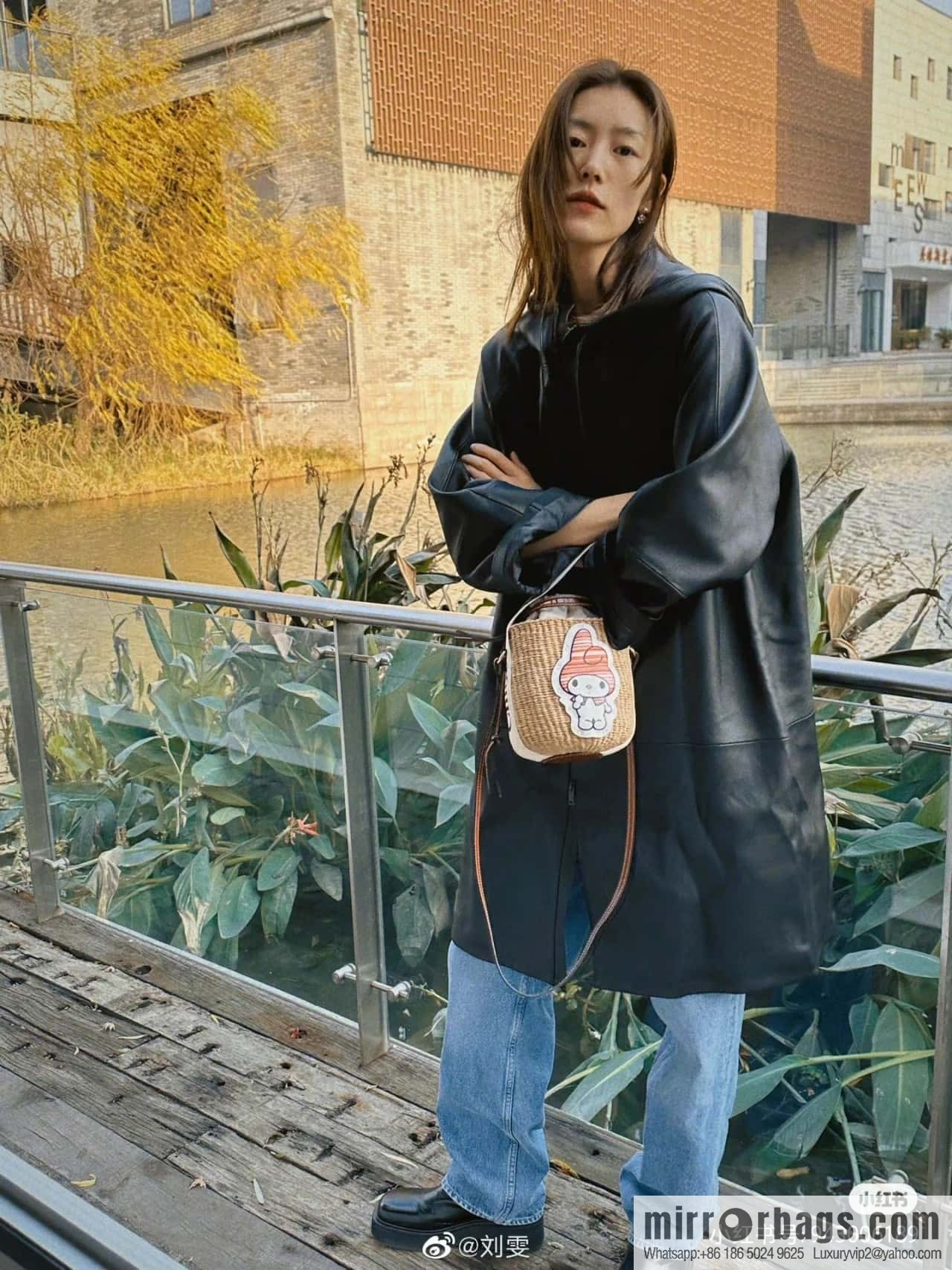 Chloe x My Melody joint, Melody straw bucket bag 17CM