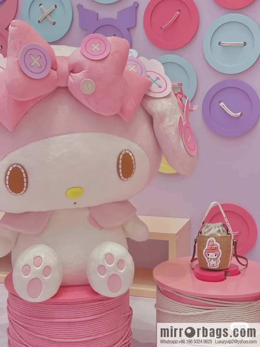 Chloe x My Melody joint, Melody straw bucket bag 17CM