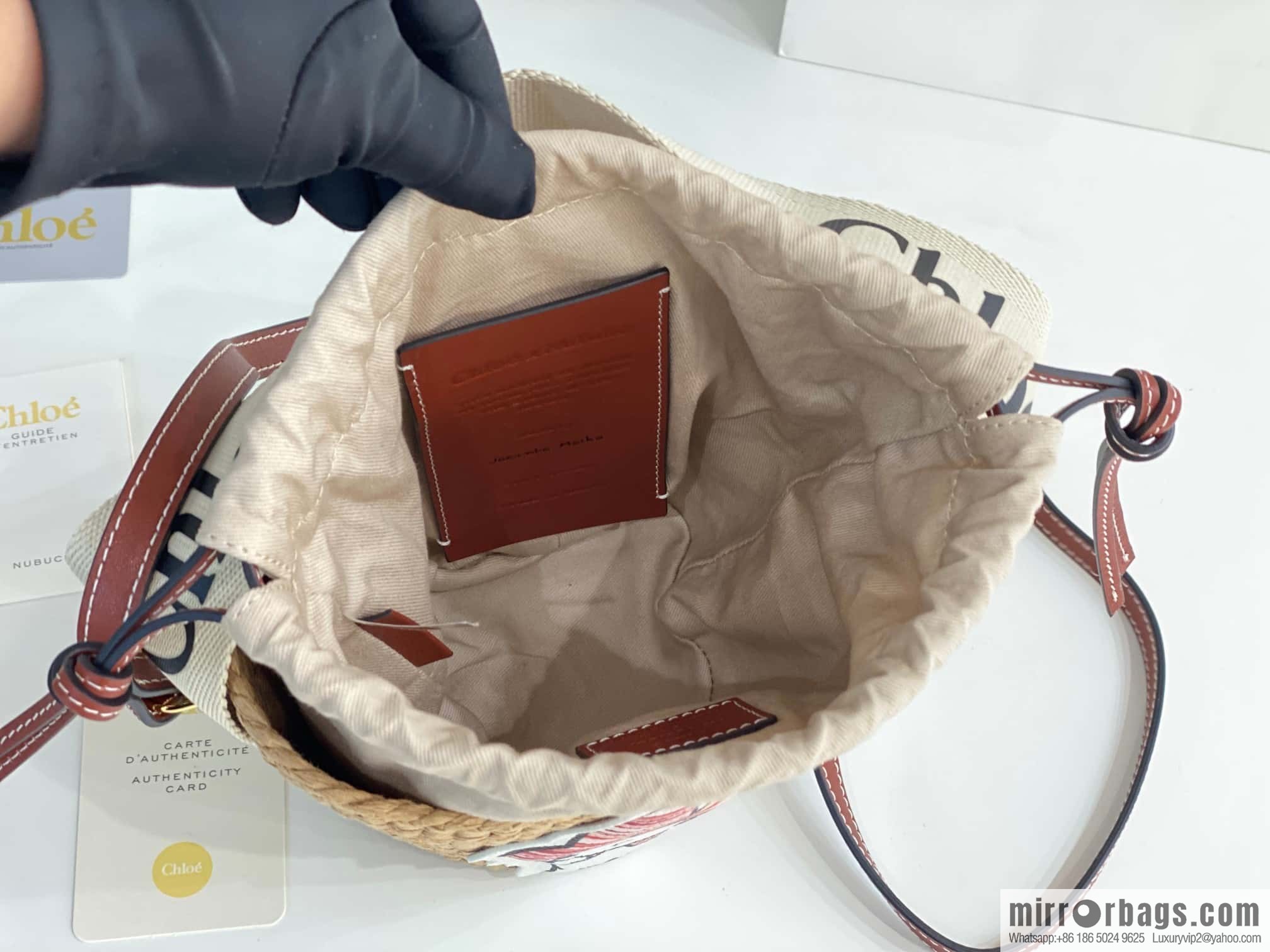 Chloe x My Melody joint, Melody straw bucket bag 17CM