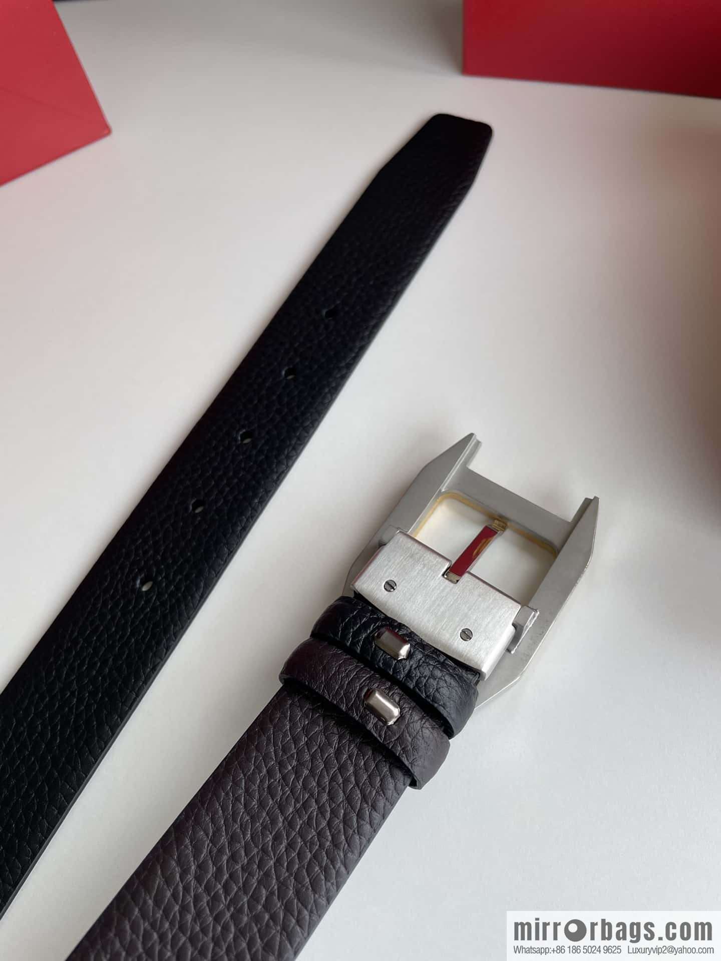 Cartier stainless steel inlaid diamond pin buckle with first layer cowhide 3.5cm belt