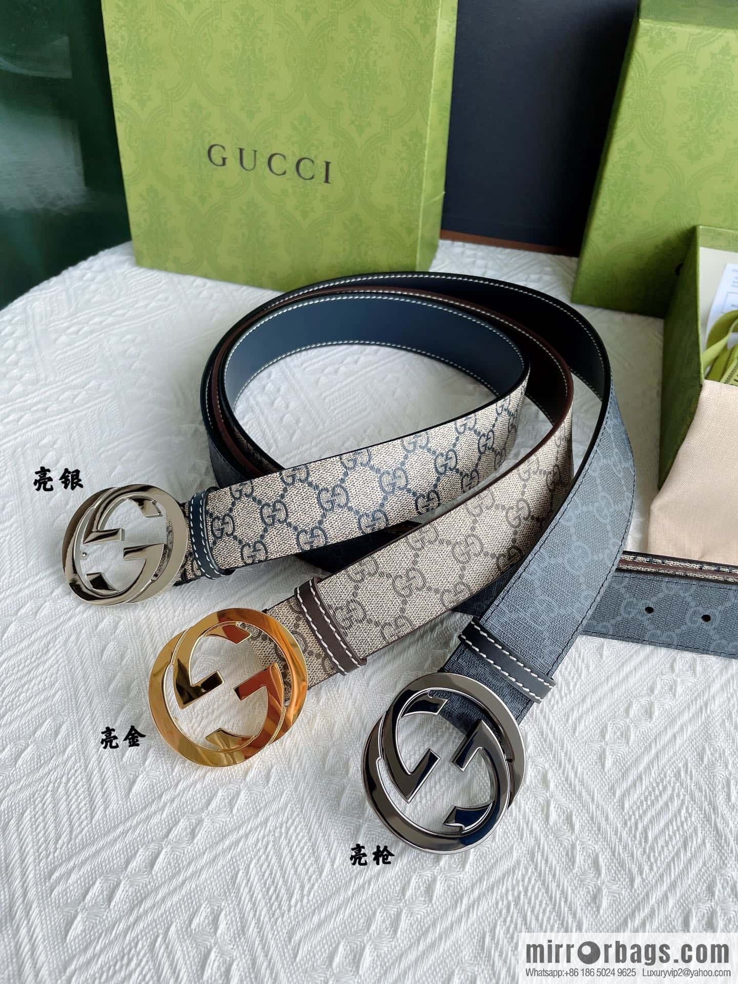 Gucci Gucci, exquisite polished double G buckle classic men's 3.8cm belt