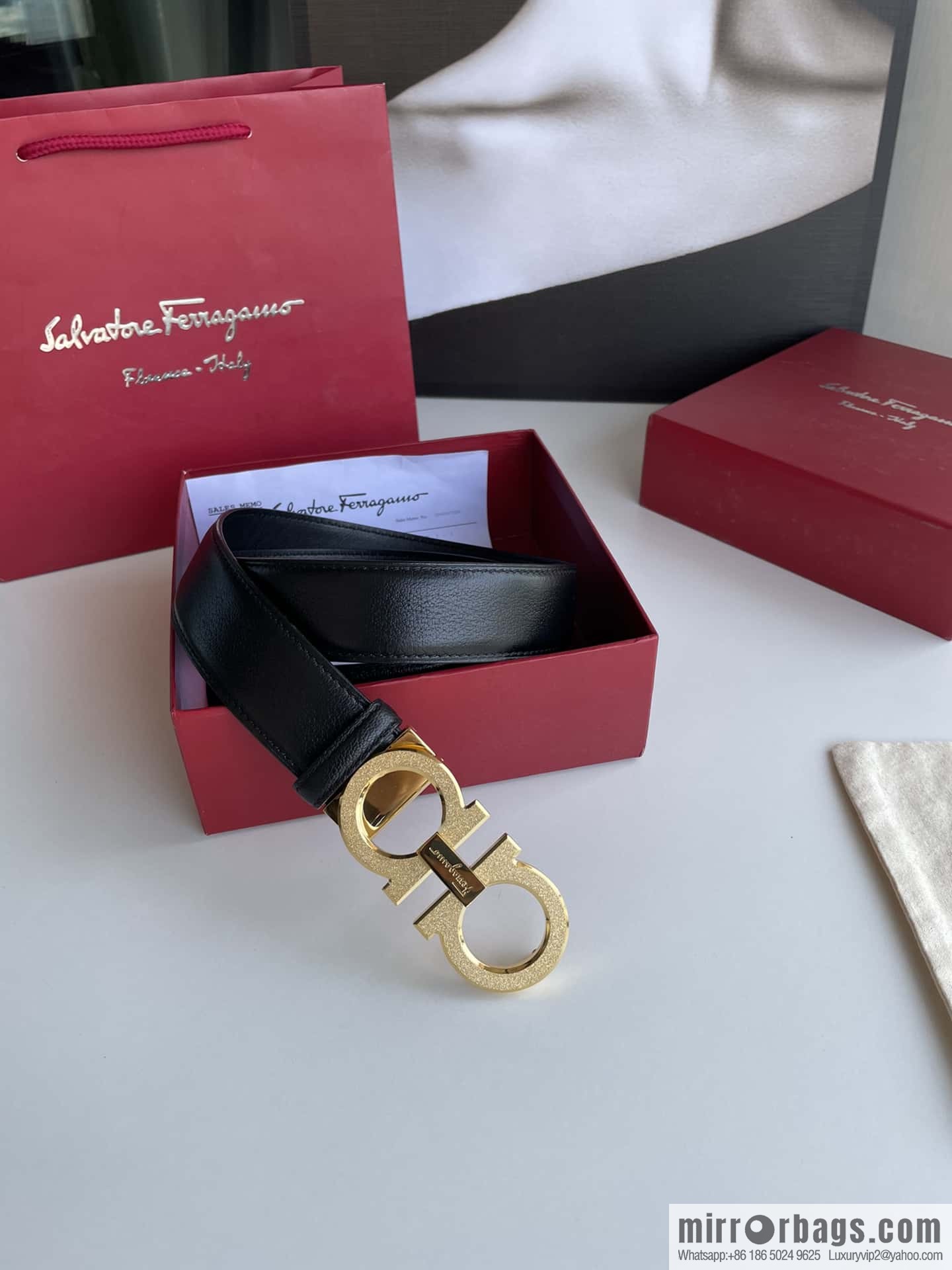 Ferragamo Men's Stainless Steel Rolling Sand Metal Buckle, First Layer Cowhide Sheep Textured Belt 3.5cm