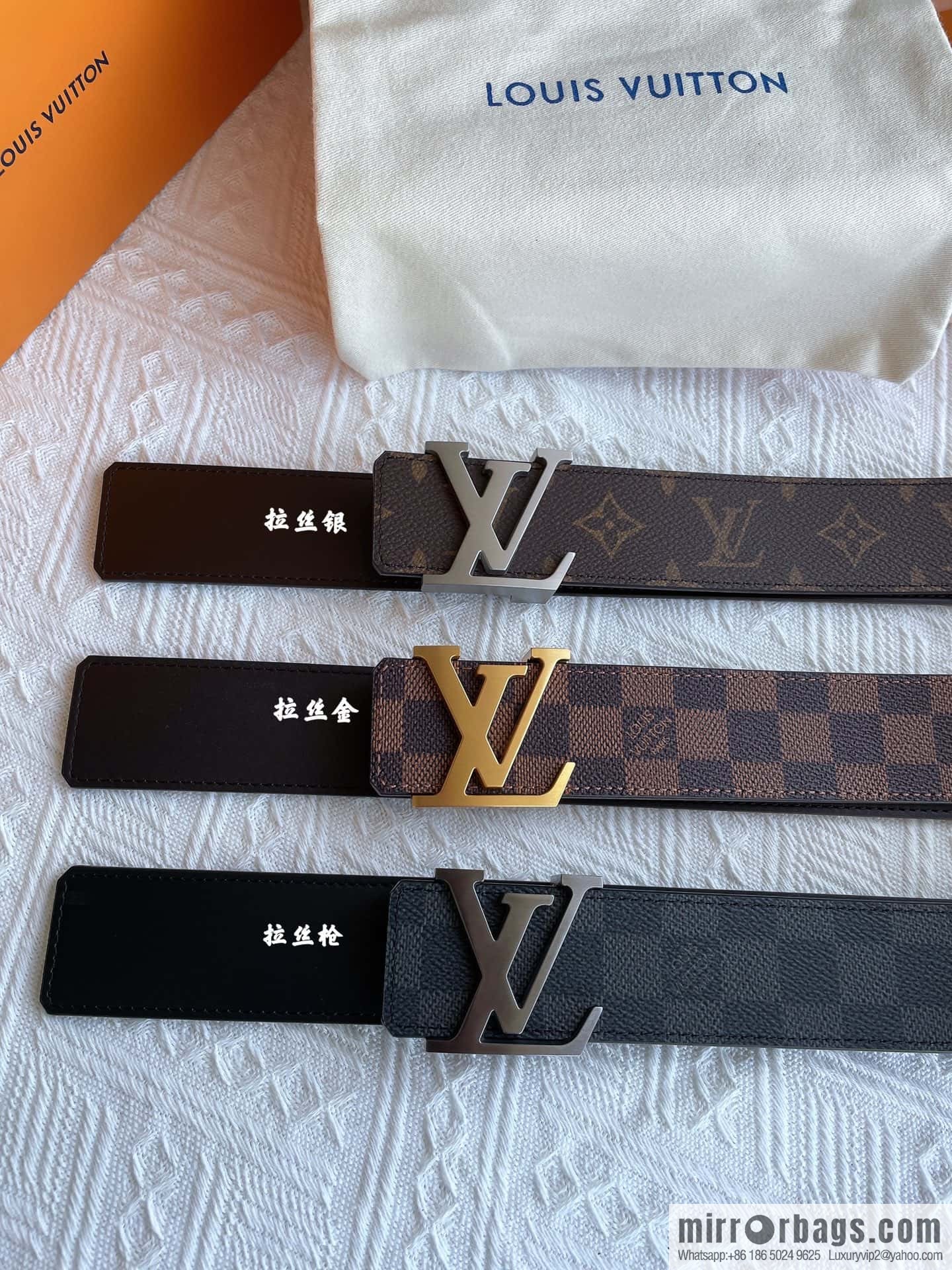 LOUIS VUITTON Classic brown checkerboard/black checkerboard/presbyopia 40mm belt