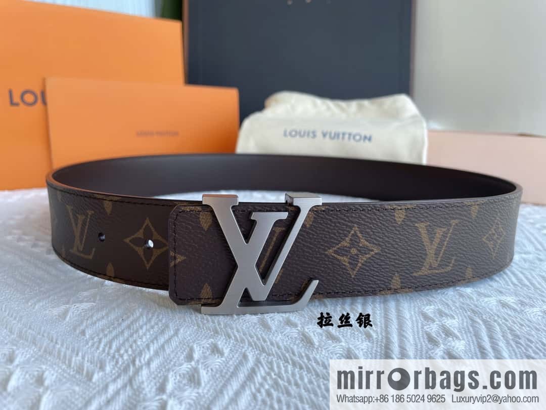 LOUIS VUITTON Classic brown checkerboard/black checkerboard/presbyopia 40mm belt