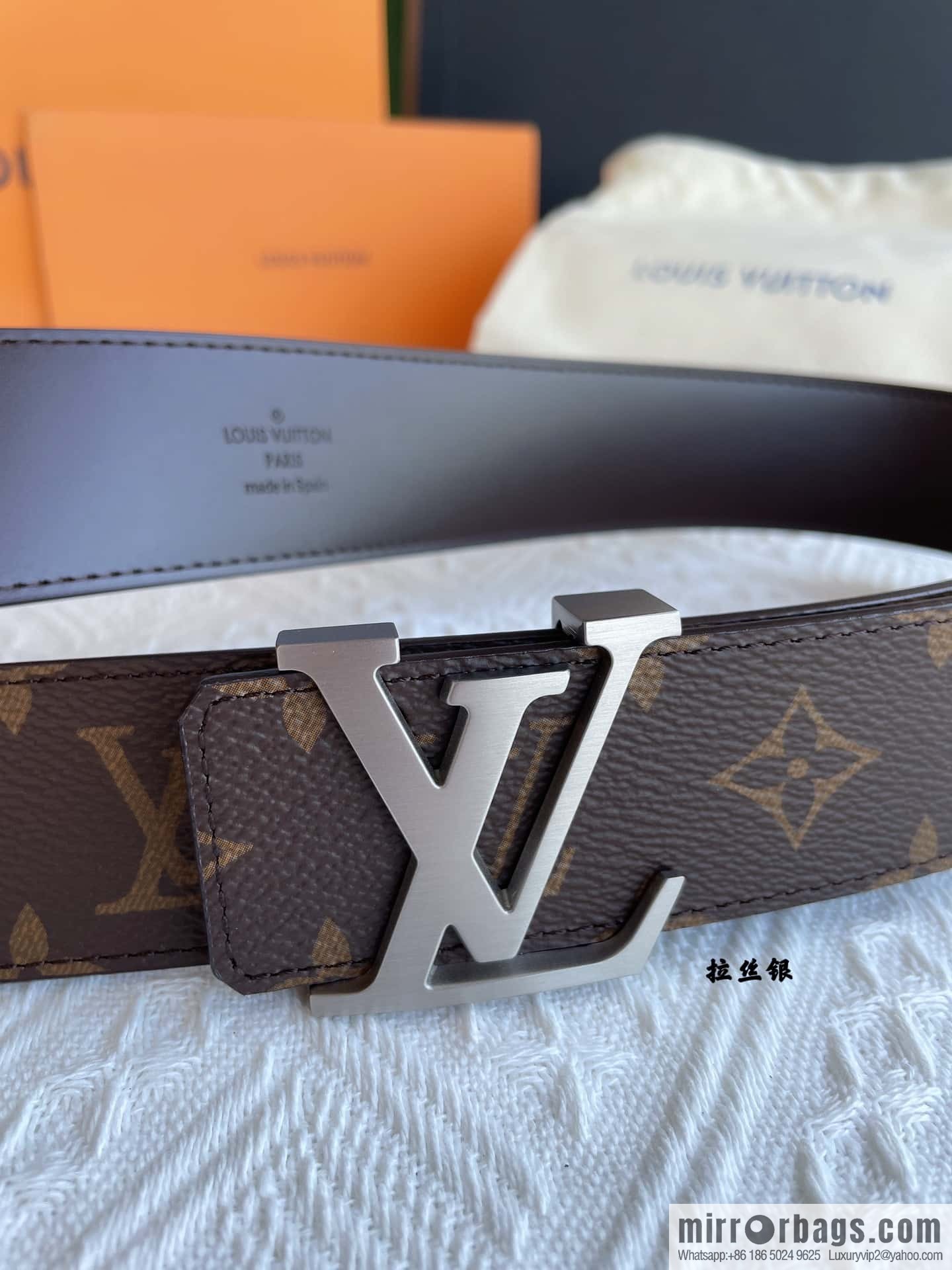 LOUIS VUITTON Classic brown checkerboard/black checkerboard/presbyopia 40mm belt