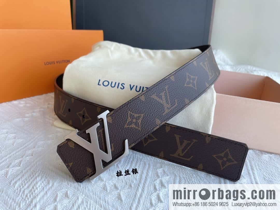 LOUIS VUITTON Classic brown checkerboard/black checkerboard/presbyopia 40mm belt