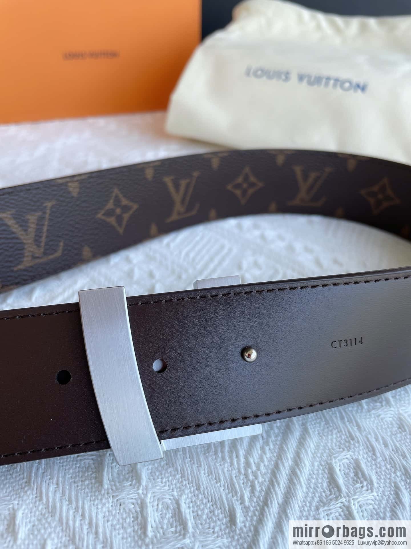 LOUIS VUITTON Classic brown checkerboard/black checkerboard/presbyopia 40mm belt