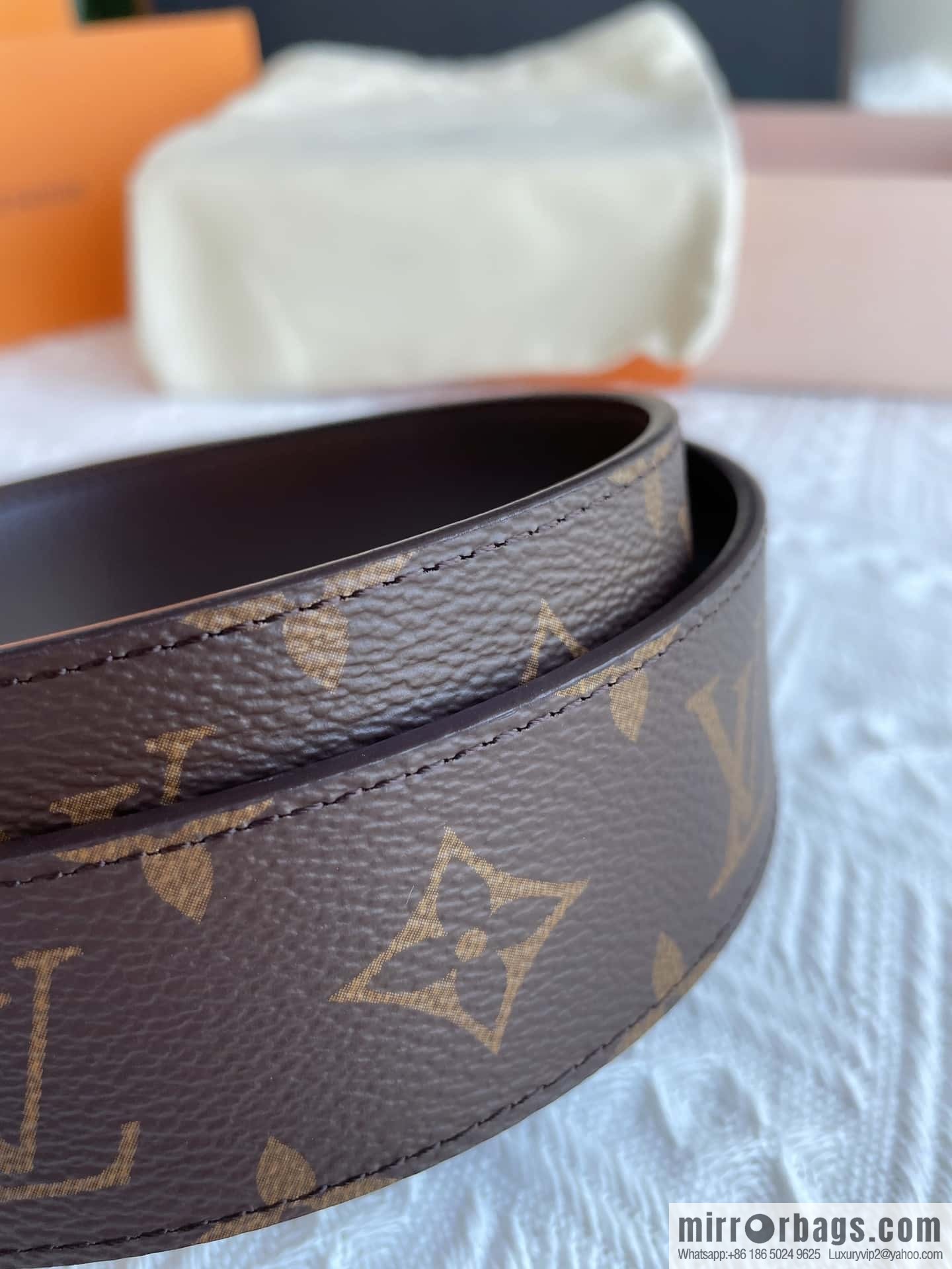 LOUIS VUITTON Classic brown checkerboard/black checkerboard/presbyopia 40mm belt