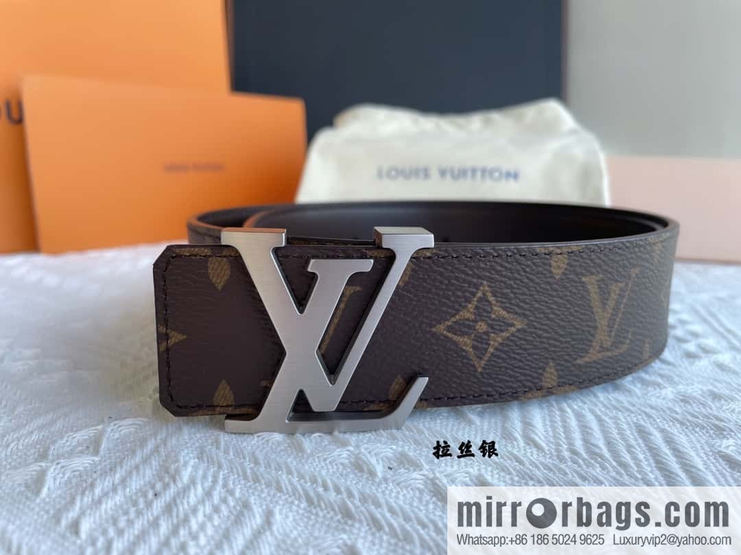 LOUIS VUITTON Classic brown checkerboard/black checkerboard/presbyopia 40mm belt