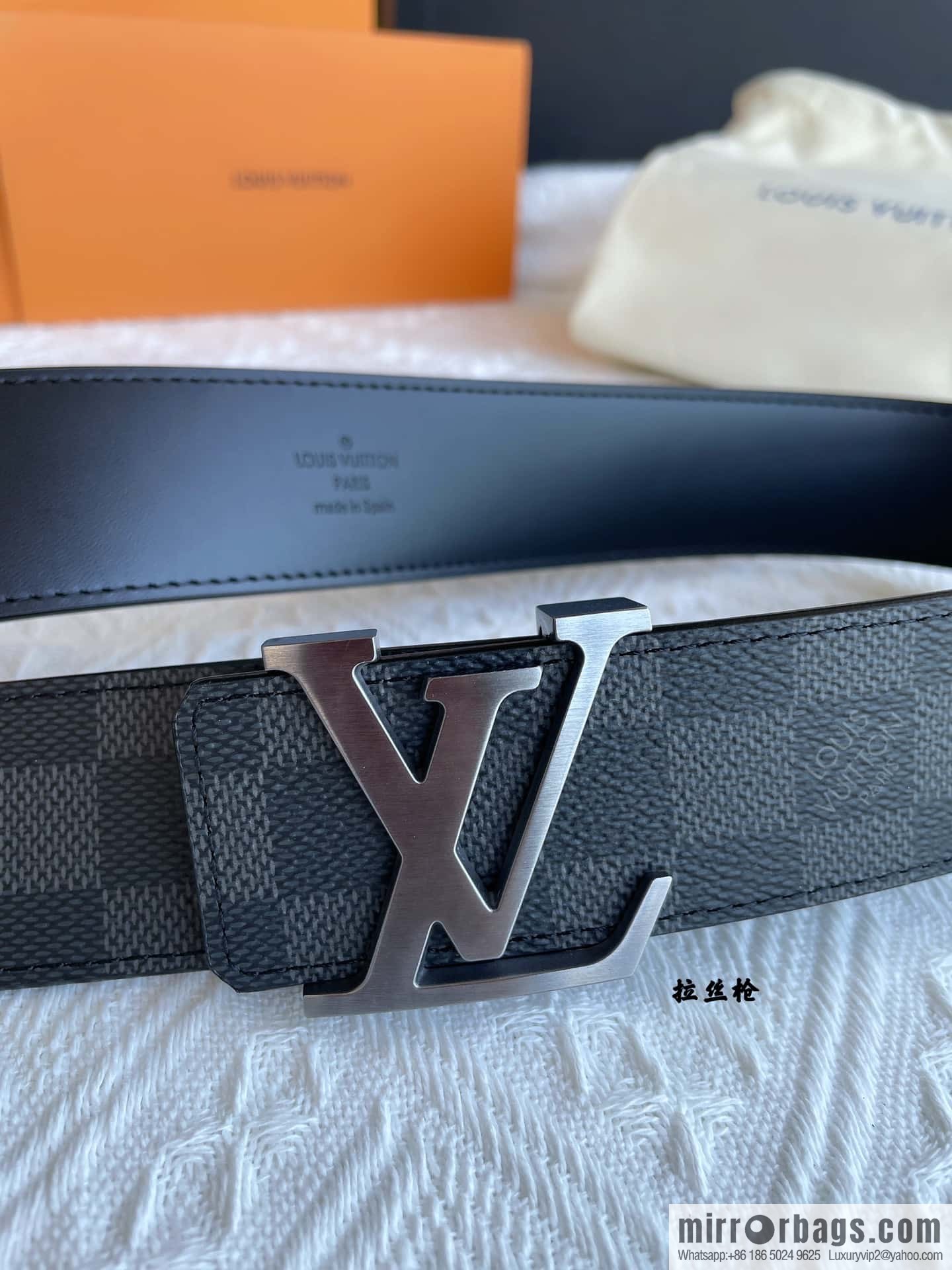 LOUIS VUITTON Classic brown checkerboard/black checkerboard/presbyopia 40mm belt