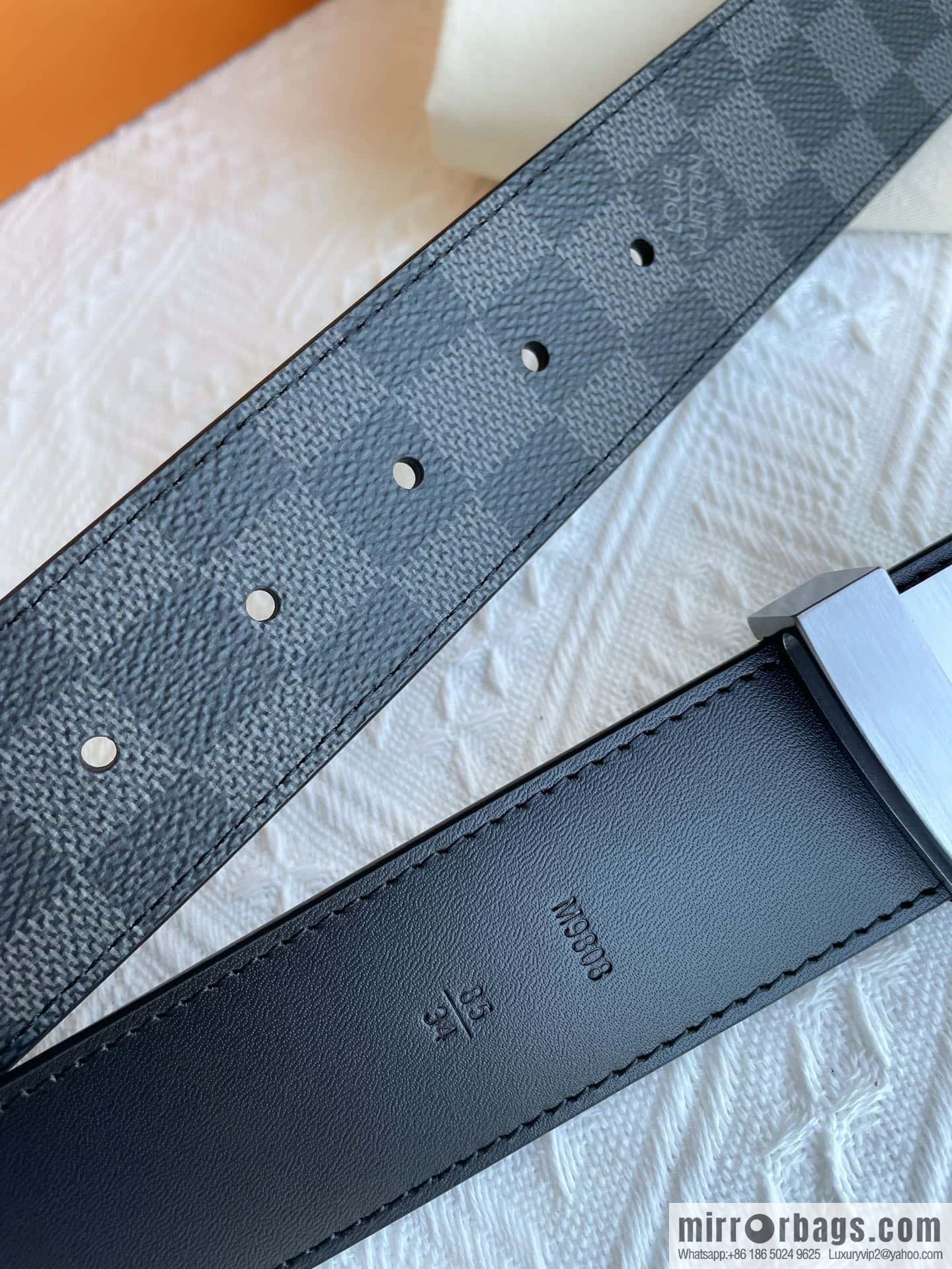 LOUIS VUITTON Classic brown checkerboard/black checkerboard/presbyopia 40mm belt