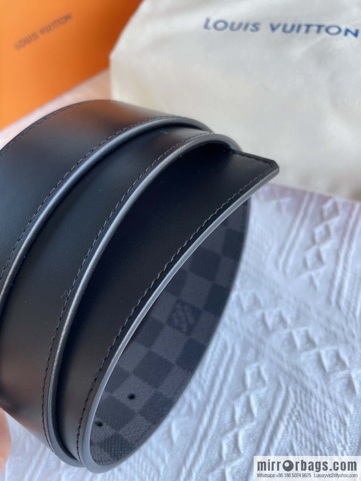 LOUIS VUITTON Classic brown checkerboard/black checkerboard/presbyopia 40mm belt