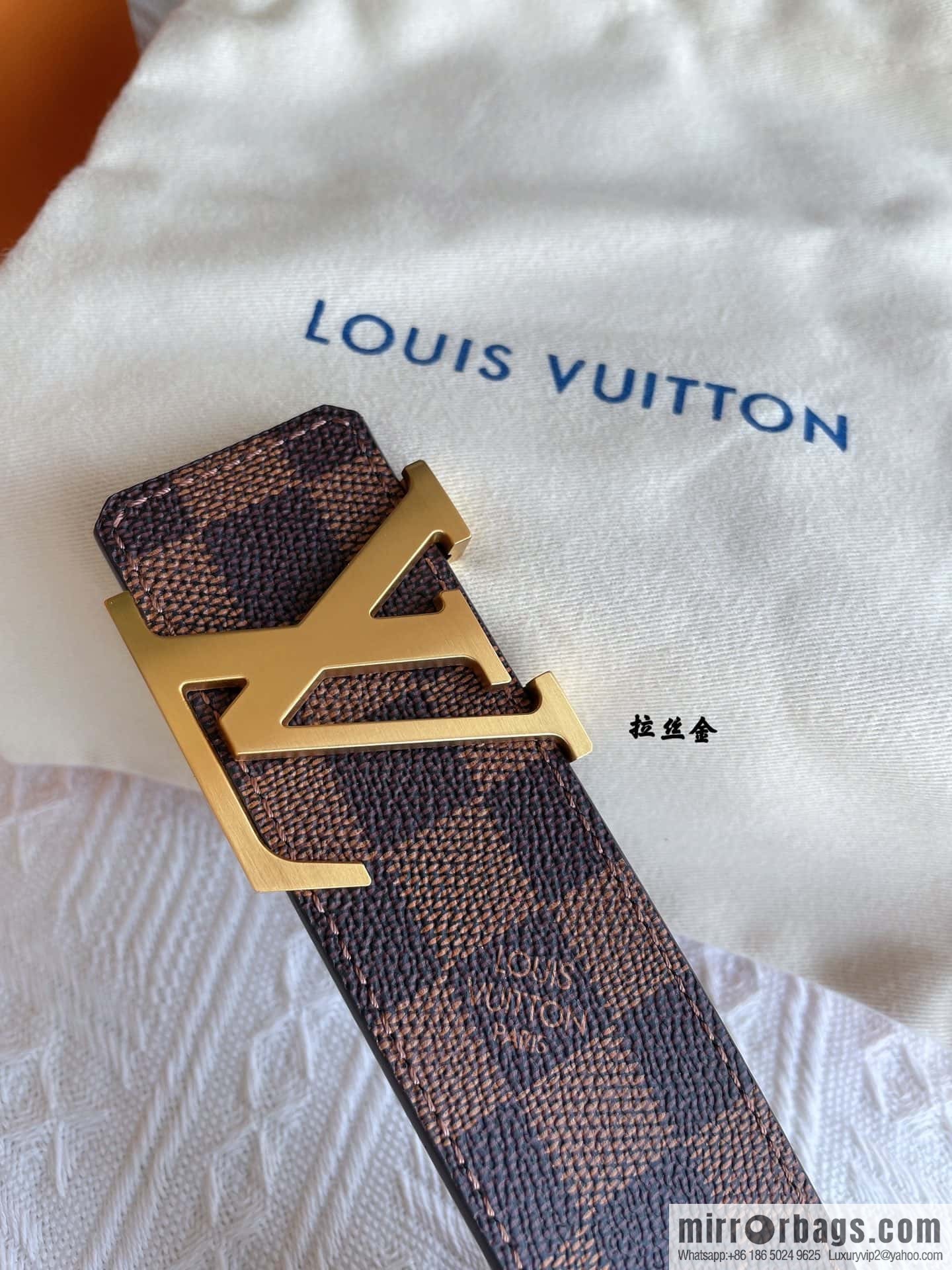 LOUIS VUITTON Classic brown checkerboard/black checkerboard/presbyopia 40mm belt