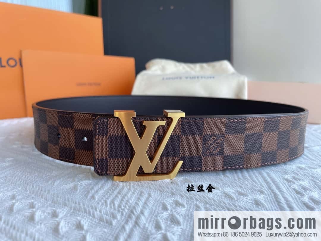 LOUIS VUITTON Classic brown checkerboard/black checkerboard/presbyopia 40mm belt