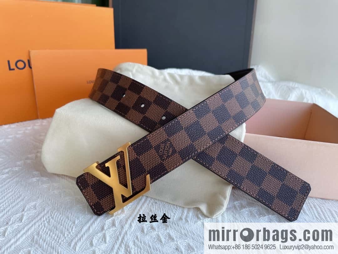 LOUIS VUITTON Classic brown checkerboard/black checkerboard/presbyopia 40mm belt