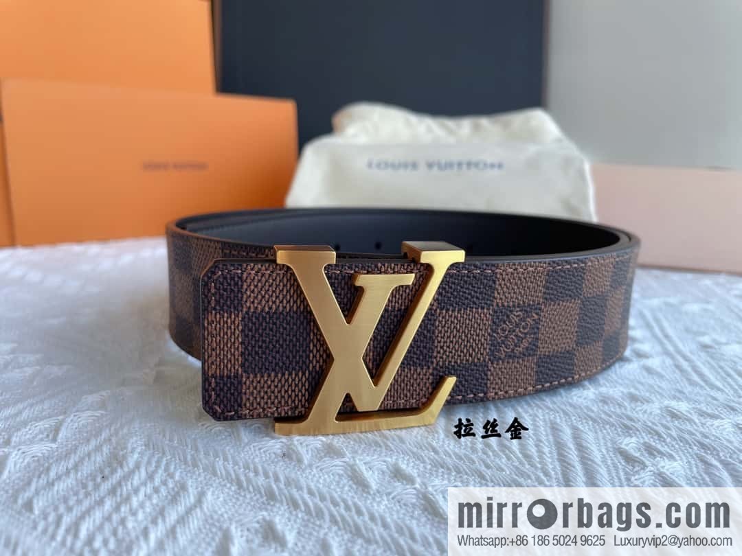 LOUIS VUITTON Classic brown checkerboard/black checkerboard/presbyopia 40mm belt