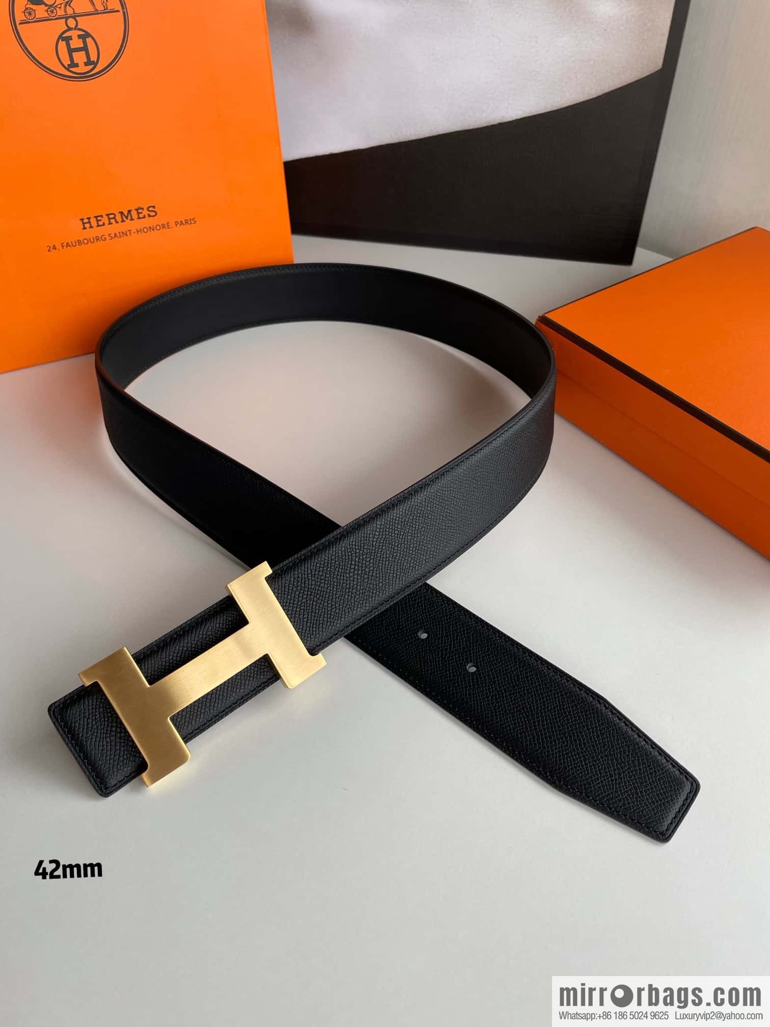 Hermes Hermes, gold silver solder joint metal buckle men's belt 4.2cm
