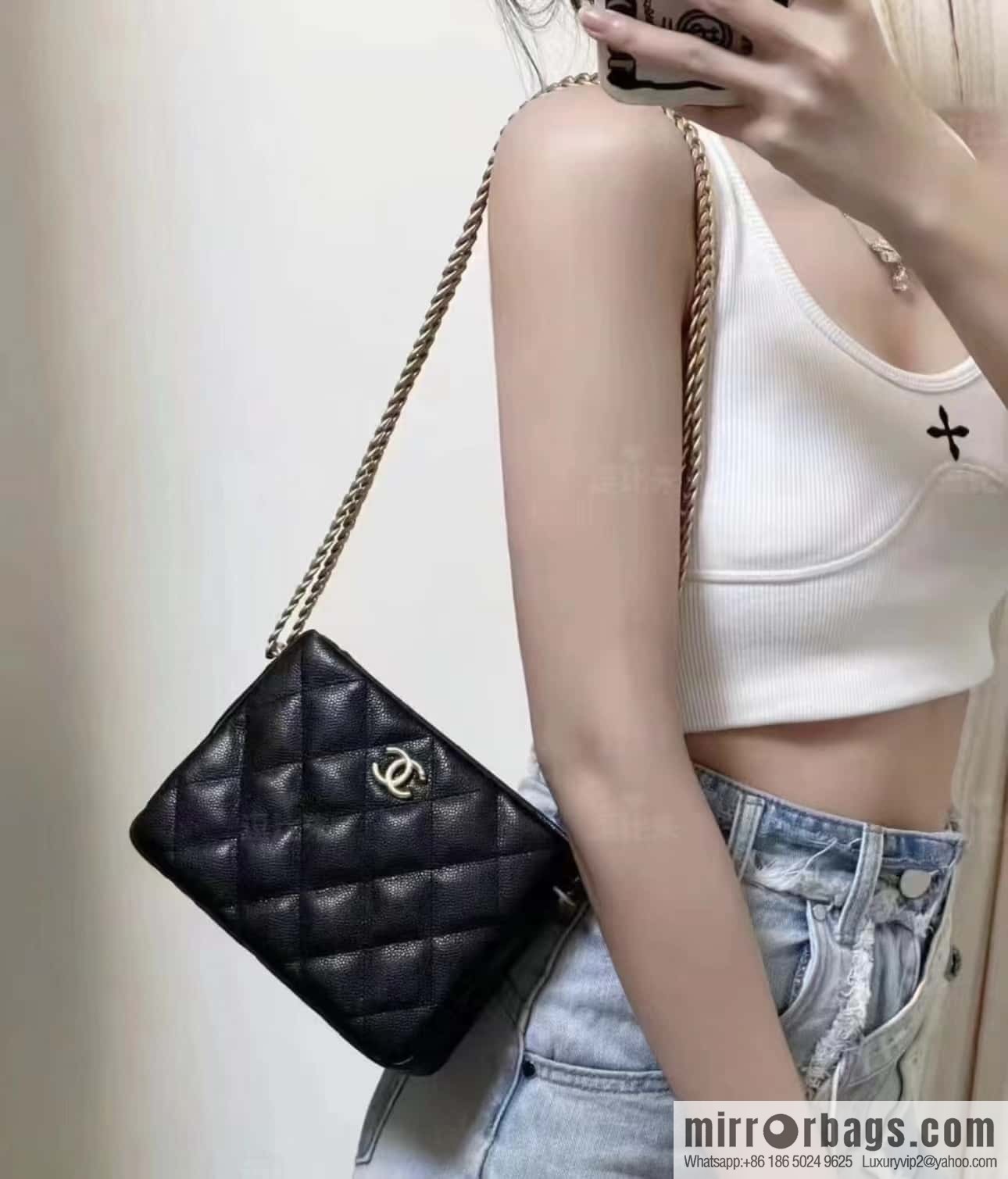 CHANEL 23P spring and summer trailer series, love adjustment buckle big explosion hobo hippie bag AS3830 black