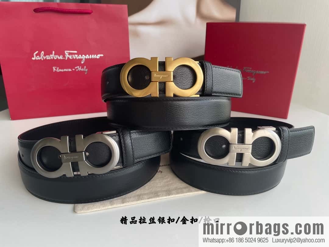 Ferragam Ferragamo, double-sided with a delicate first-layer cowhide 3.5cm belt
