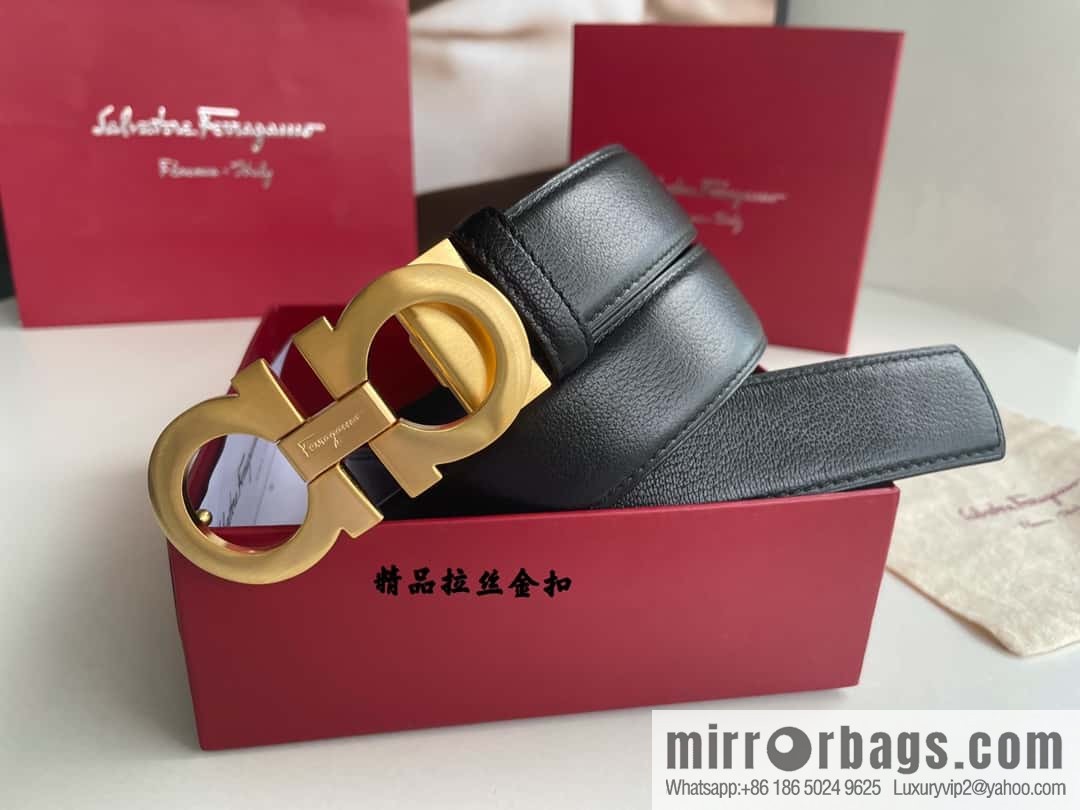 Ferragam Ferragamo, double-sided with a delicate first-layer cowhide 3.5cm belt