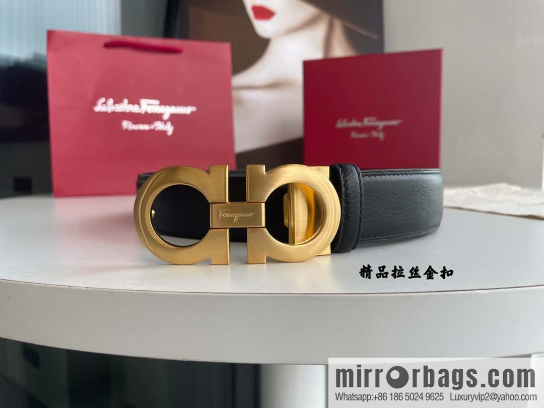Ferragam Ferragamo, double-sided with a delicate first-layer cowhide 3.5cm belt