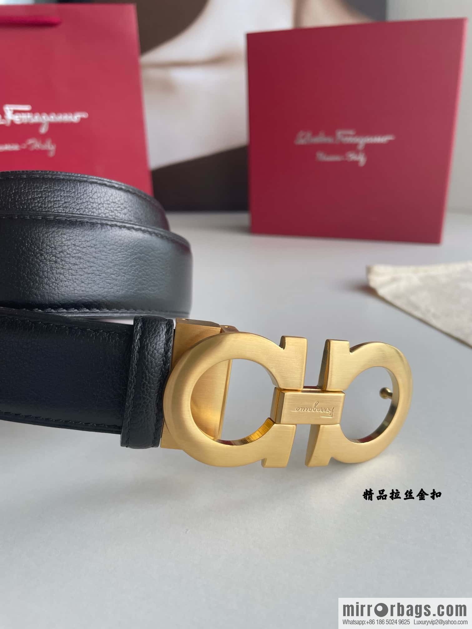 Ferragam Ferragamo, double-sided with a delicate first-layer cowhide 3.5cm belt