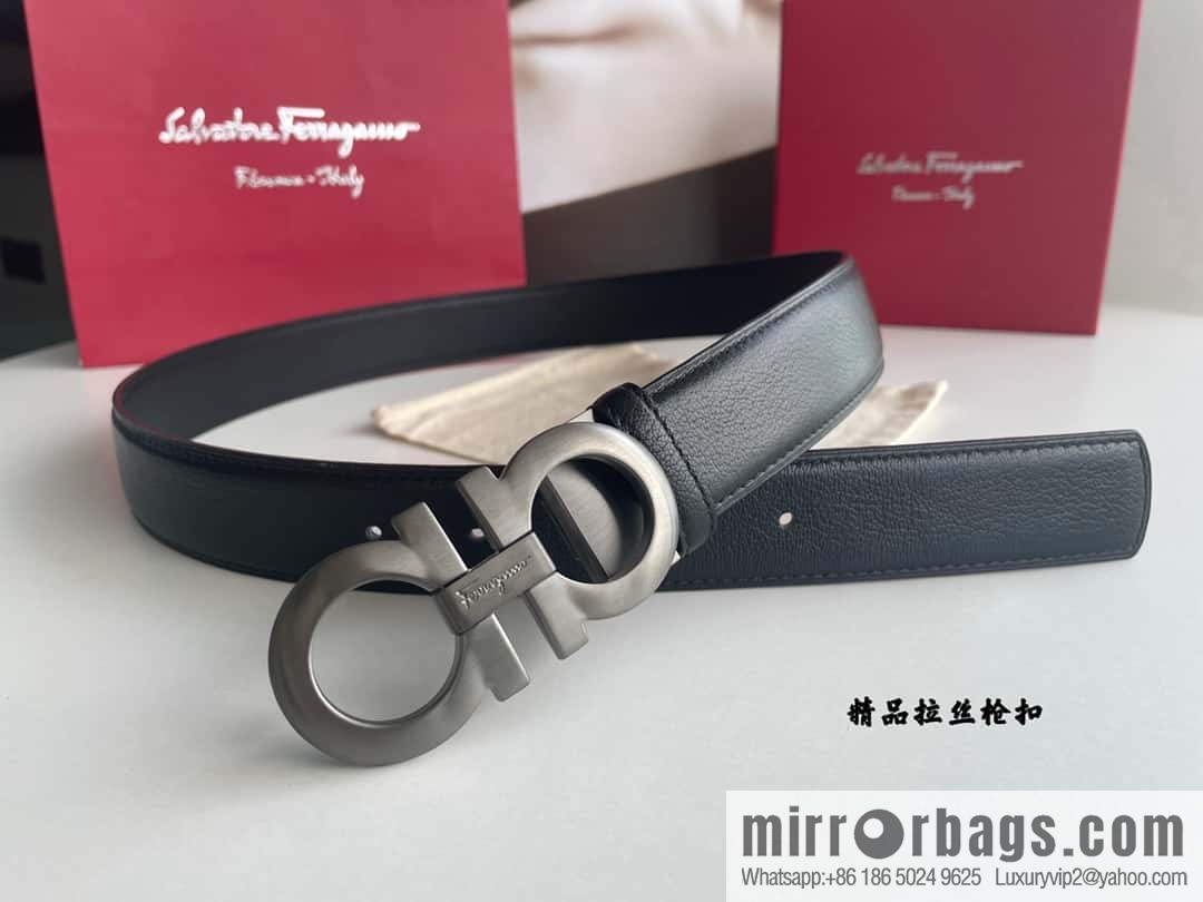 Ferragam Ferragamo, double-sided with a delicate first-layer cowhide 3.5cm belt