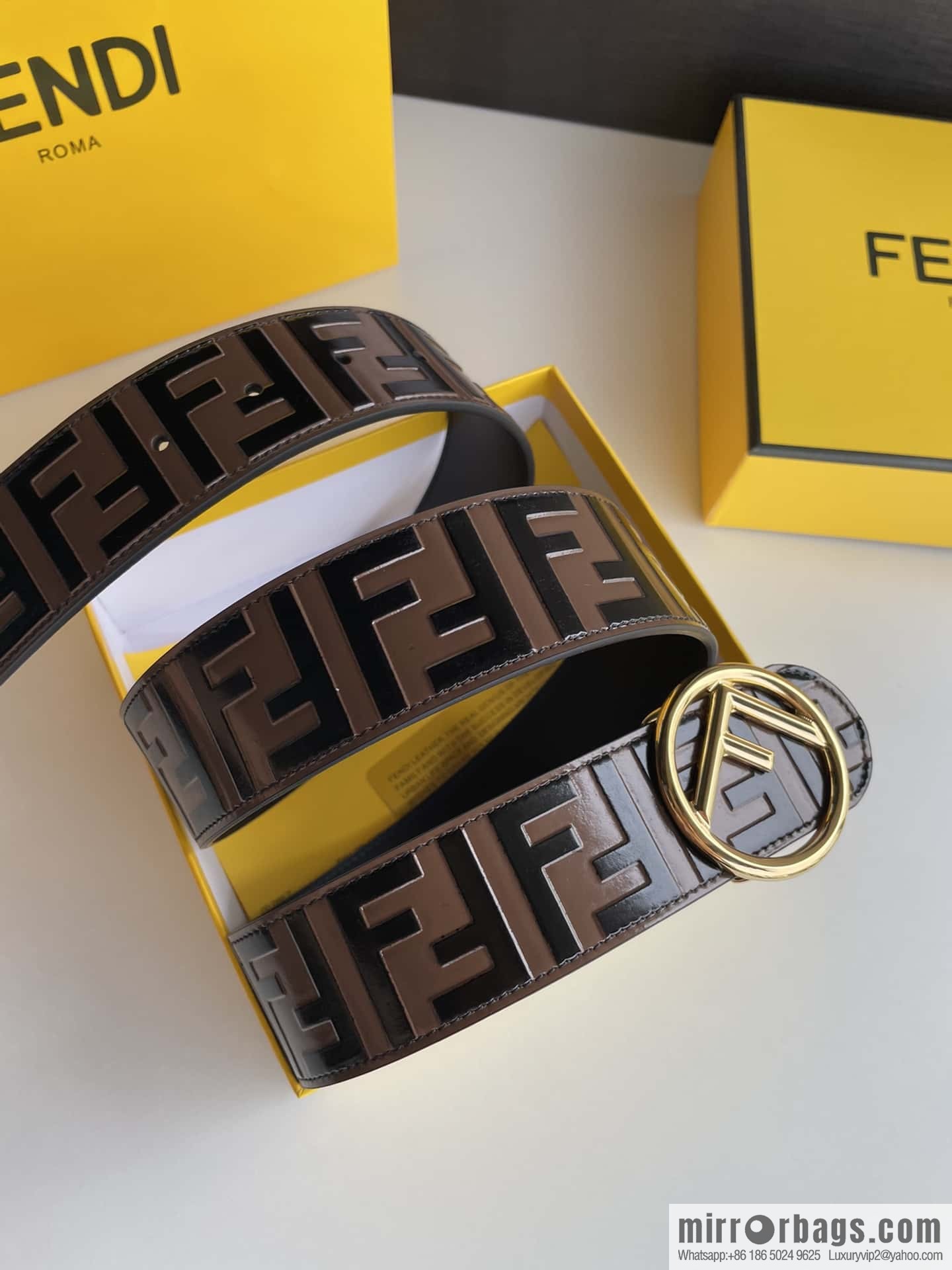 FENDI Fendi with F is Fendi logo shape buckle print belt 4.0 cm