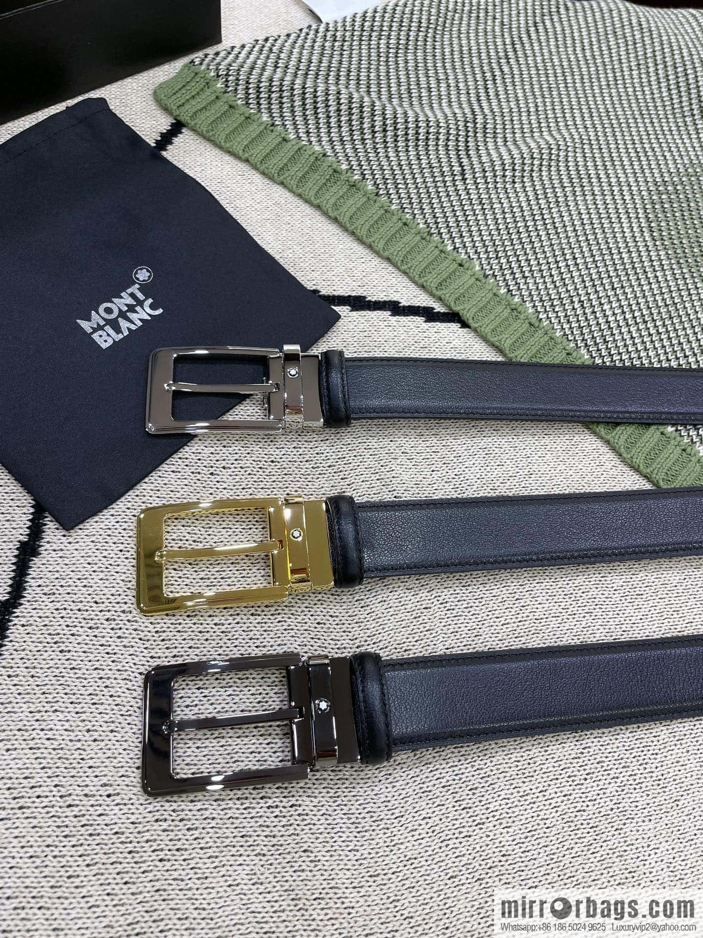 MONTBLANC's new black series pin buckle double-sided delicate first-layer cowhide belt