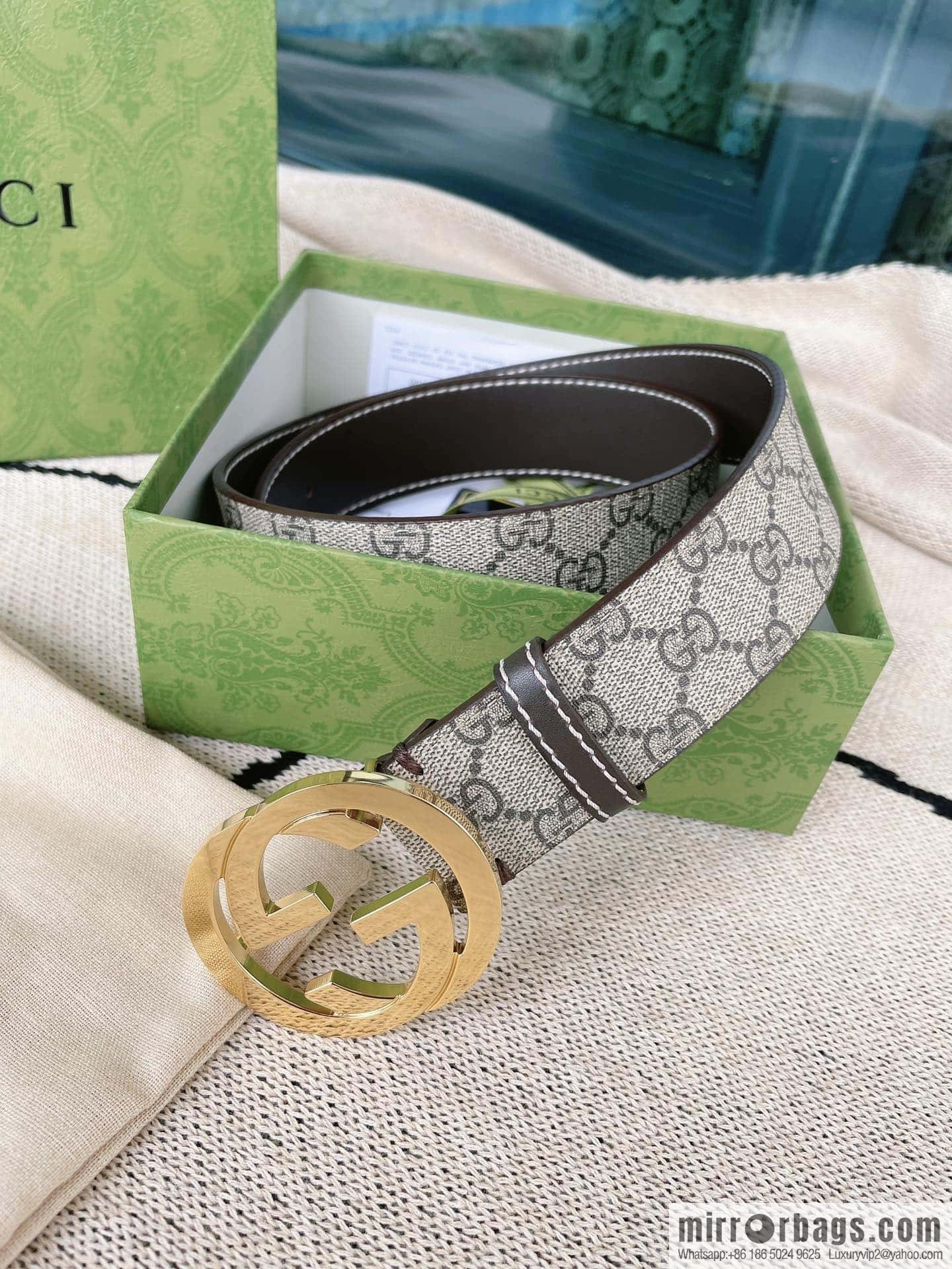 GUCCI Gucci, Classic PVC Material Double G Button Head Men's Double G Belt