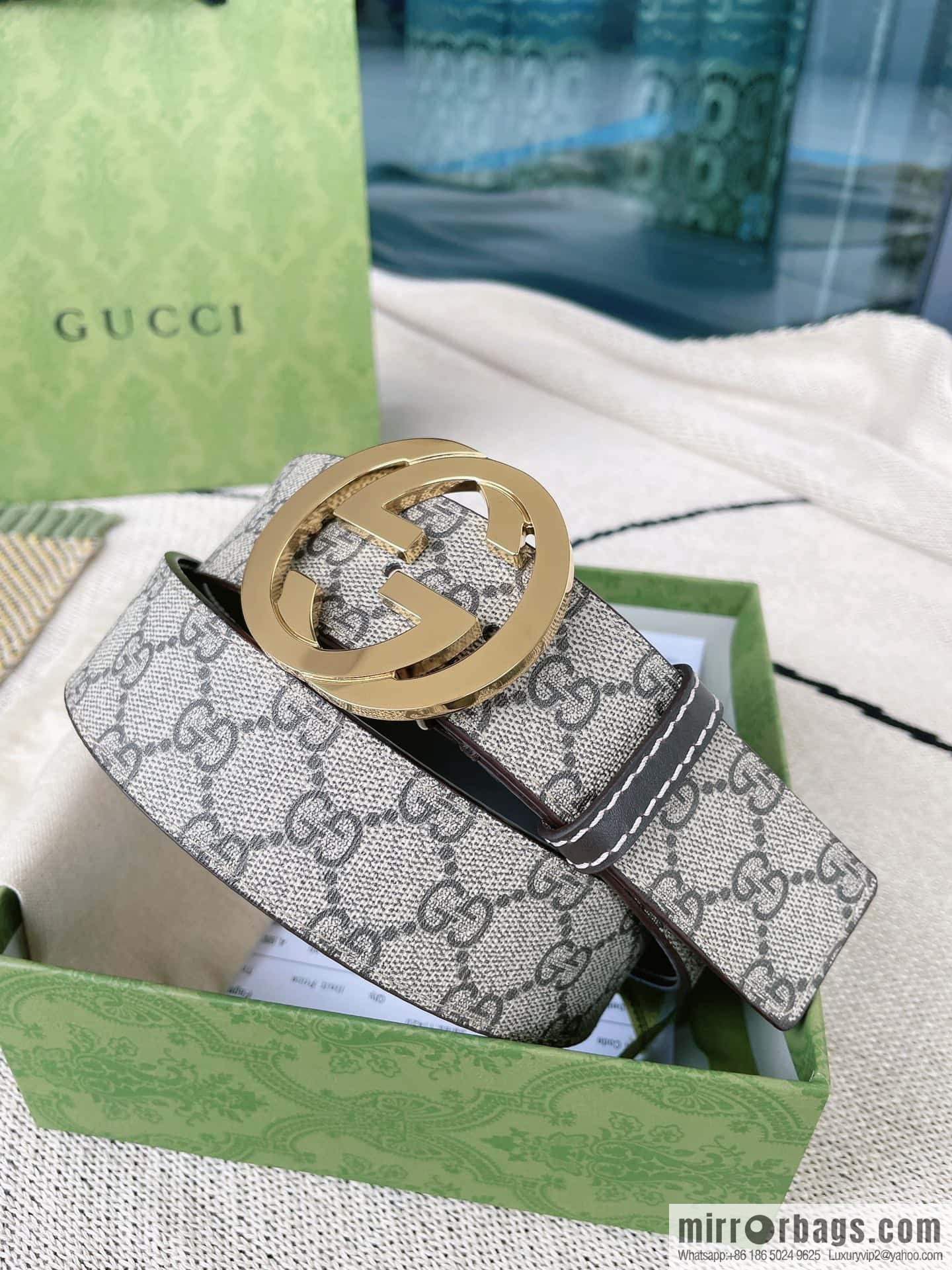 GUCCI Gucci, Classic PVC Material Double G Button Head Men's Double G Belt